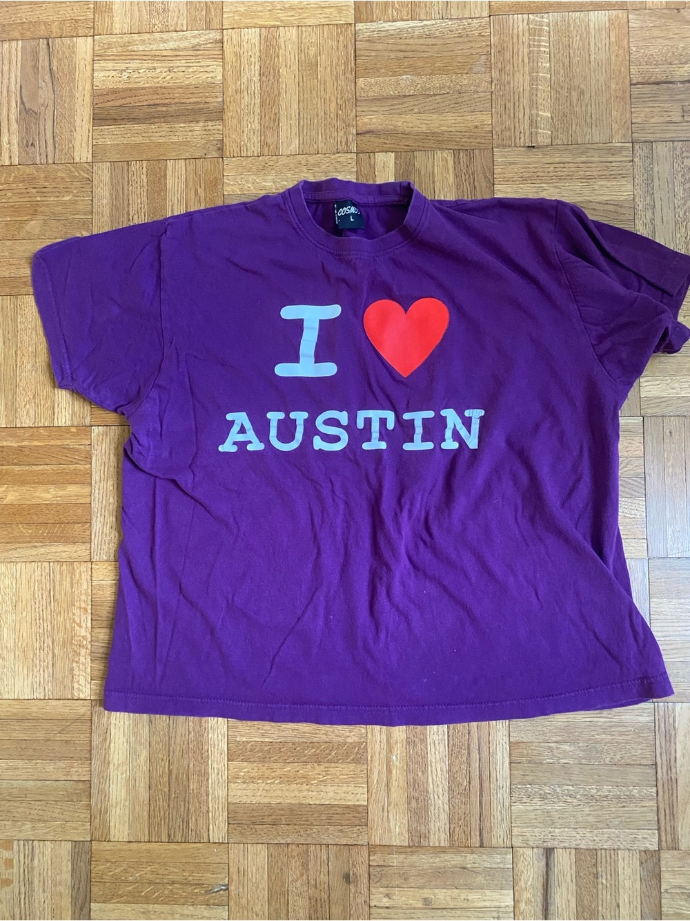 Vintage Purple I Heart Love Austin Shirt Cosmos Large